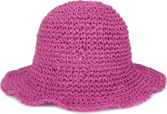 Womens Wide Brim Straw Sun Hat Foldable Floppy Crochet Beach Hat by Voilipex
