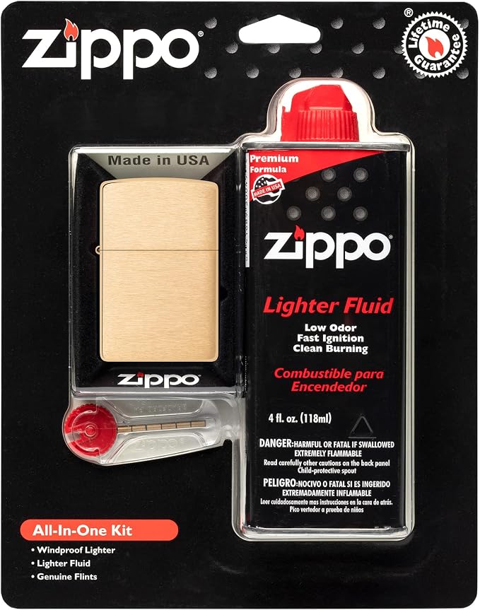 Zippo All-in-One Kit with Brushed Brass Windproof Lighter - Image 2