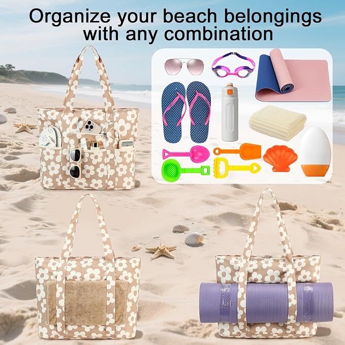 LEDAOU Beach Bags for Women, Beach Bags Waterproof Sandproof, Packable Beach - Image 4
