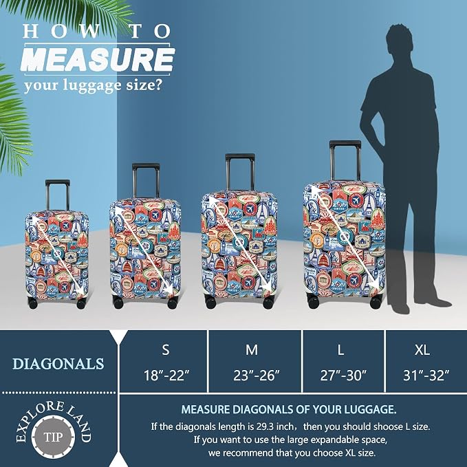 Explore Land Travel Luggage Cover Suitcase Protector Fits 18-22 Inch Case - Image 5