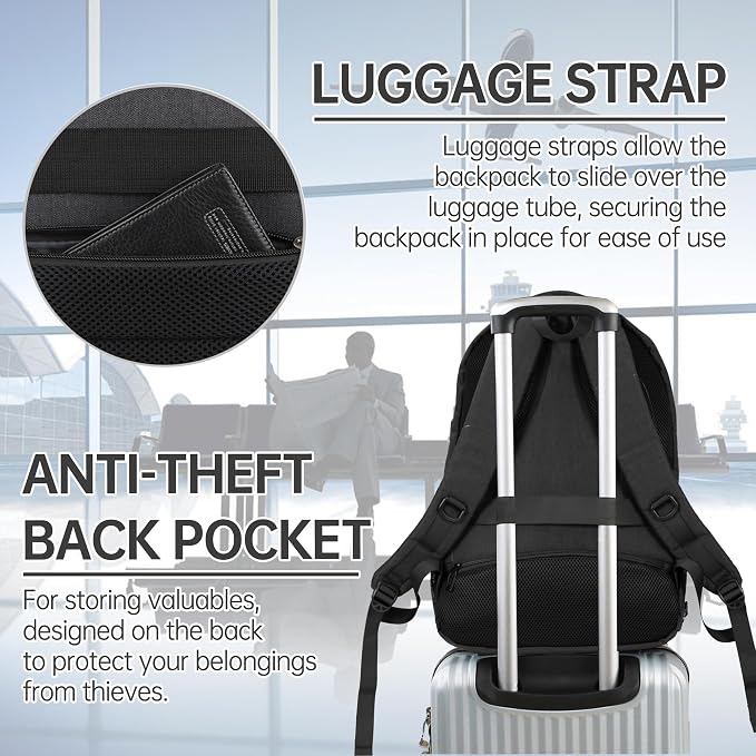 Large Travel Laptop Backpack, Business Anti Theft Slim Sturdy 18 Inch Laptops - Image 8