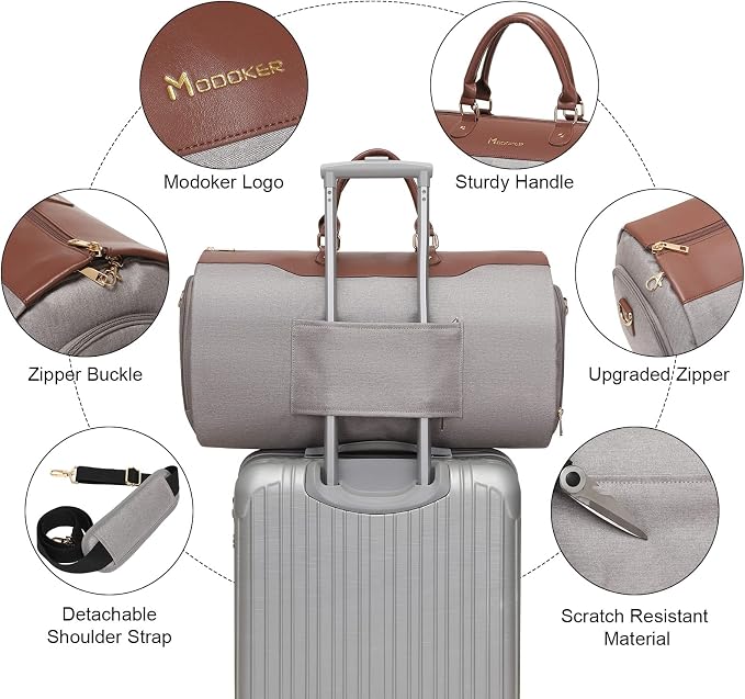 Modoker Carry on Garment Bags for Travel, Convertible Garment Duffel Bag - Image 3