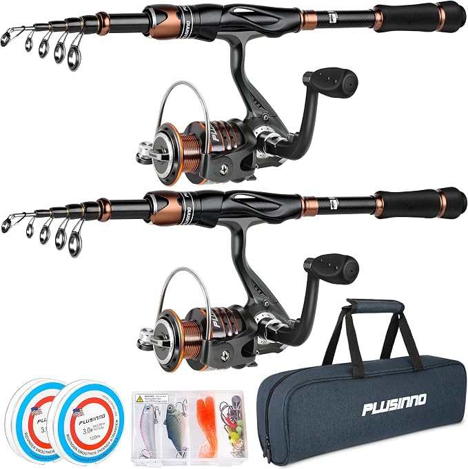 PLUSINNO Fishing Rod and Reel Combos, Bronze Warrior Toray 24-Ton Carbon Matrix by PLUSINNO