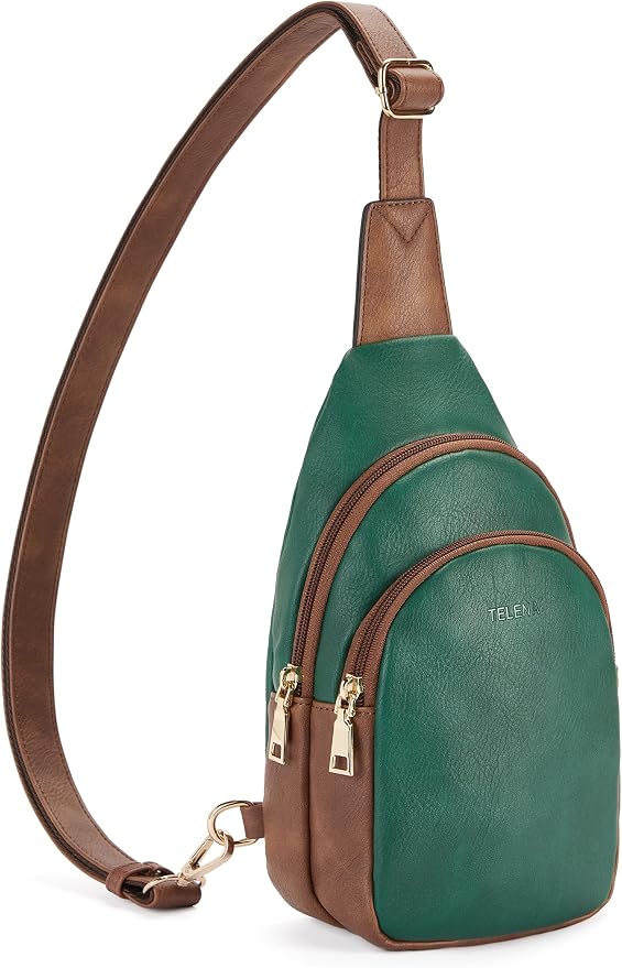 Telena Small Sling Bag for Women Leather Crossbody Fanny Packs Chest Bag for by Telena