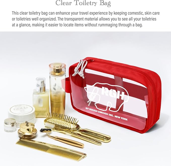 Rough Enough Clear Toiletry Bag Travel Cosmetic Makeup Toothbrush Case Pouch - Image 3