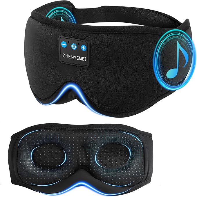 3D Sleep Mask with Bluetooth Headphones, Sleeping Headphones by RestEasyLiveCalm