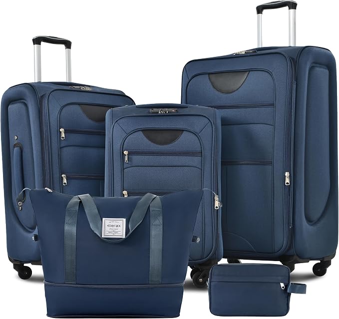 Merax Softside Luggage Set Softshell Lightweight 3 Piece Spinner Suitcase by Merax