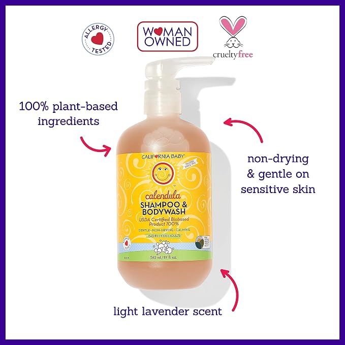 California Baby Calendula Shampoo and Body Wash | 100% Plant-Based | Allergy - Image 3