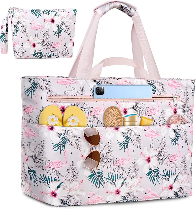 Extra Large Beach Bags for Women, Waterproof Sandproof Beach Tote Bag Zipper by ZENTREON