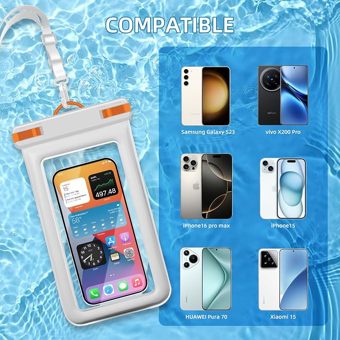 IPX8 Floating Waterproof Phone Case 2-Pack, 7.2 Inch Waterproof Phone Pouch - Image 4