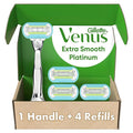 Gillette Venus Platinum Extra Smooth Metal Handle Women's Razor Handle + 4 by Venus