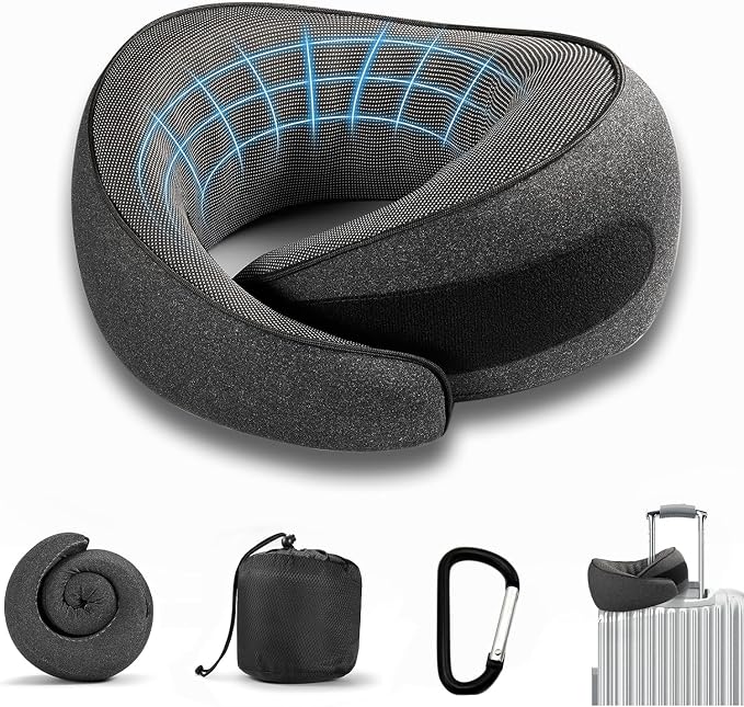 SZXYX Travel Pillows for Airplanes, 100% Pure Memory Foam Neck Pillow for by SZXYX