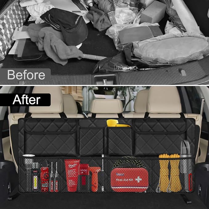 Femuar Car Trunk Organizer, Large Capacity Backseat Trunk Organizer, - Image 5