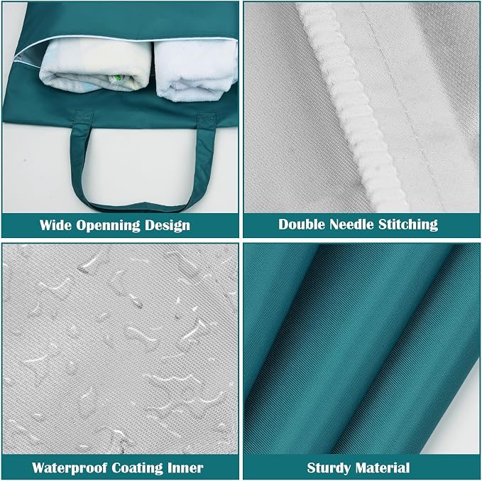 2 Pcs Large Travel Laundry Bag Washable Waterproof Wet Bag Dirty Clothes Bag - Image 3