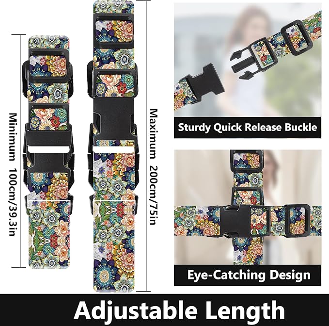 2 Pack Luggage Straps for Suitcases Adjustable Luggage Belt TSA Approved - Image 2