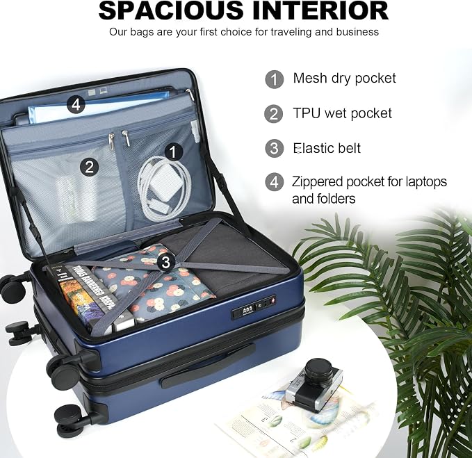 KROSER Carry On Luggage with Spinner Wheels & Built-in TSA Lock, Expandable Top - Image 3