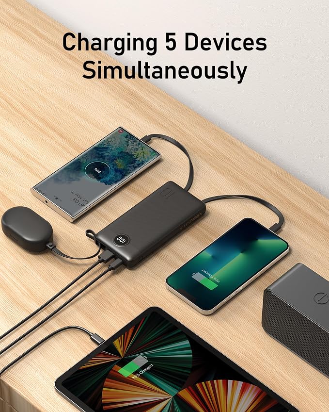 VEEKTOMX Portable Charger with Built-in Cables 10000mAh Power Bank - Image 5