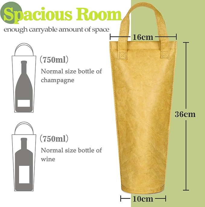Tirrinia Single Wine Carrier Tote, Insulated Wine Cooler Bag - Image 3