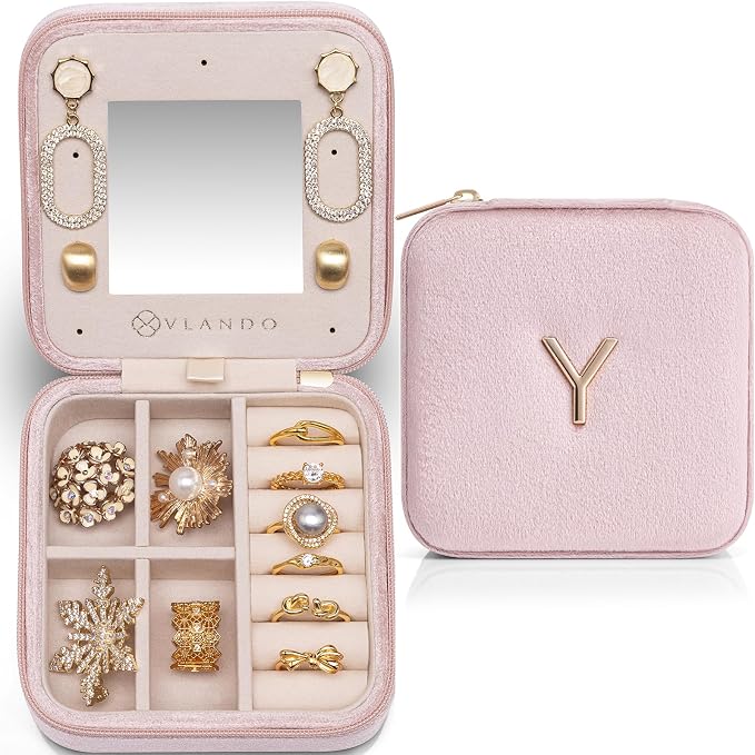 Vlando Small Jewelry Box for Girls, Initial Jewelry Box for Girls, Jewelry by VLANDO