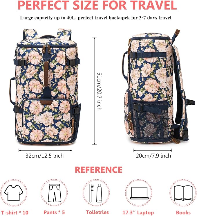 G-FAVOR Travel Backpack for Women, 40L Carry On Backpack Flight Approved - Image 5