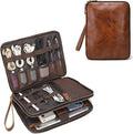 LANNSYNE Full Grain Leather Travel Cable Accessories Bag, Electronic Organizer by LANNSYNE