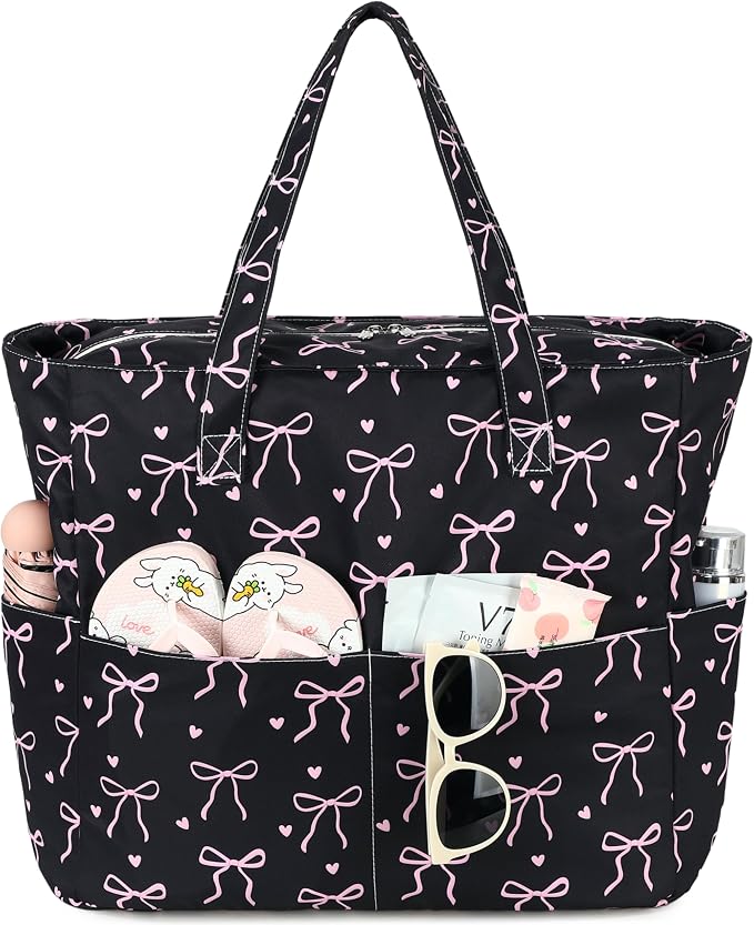 LEDAOU Large Beach Tote Bag Women Waterproof Sandproof Zipper Beach Tote Bag by LEDAOU
