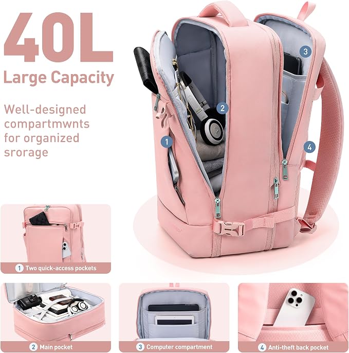 SHOWKOO Travel Backpack For Man Women, Airline Approved Carry On Laptop - Image 4