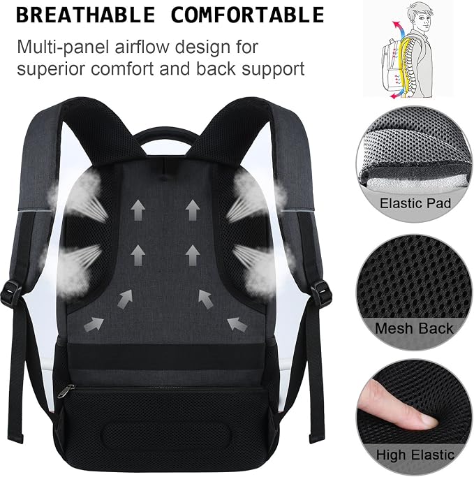 17 Inch Laptop Backpack, Business Anti Theft Slim Durable Laptops Backpack - Image 5