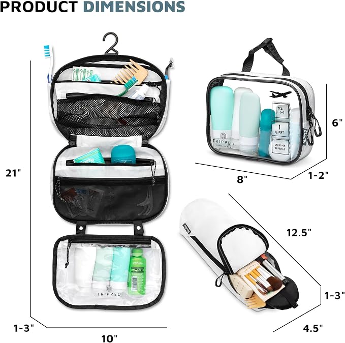 Toiletry Bag Kit Set: Hanging Travel Toiletry Bag + 311 TSA Cosmetic Liquid Bag - Image 3