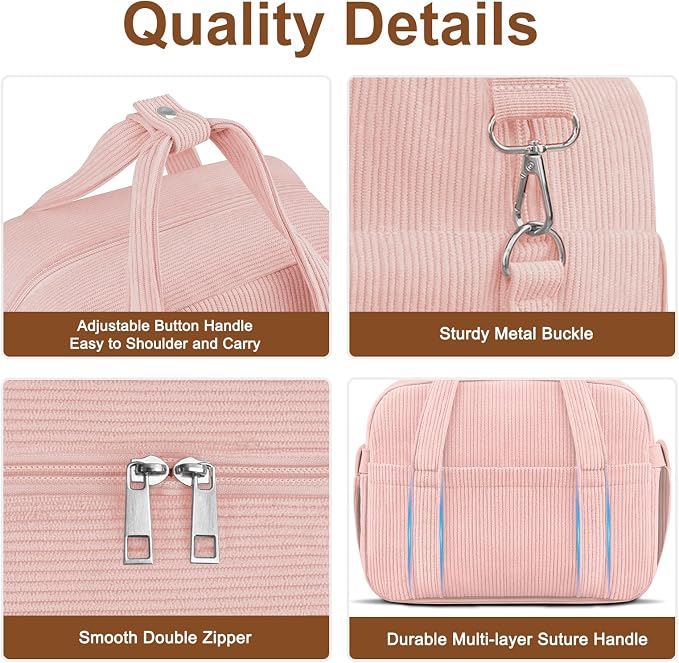Corduroy Lunch Box Lunch Bag for Women Men, Cute Strawberry Small Insulated - Image 7