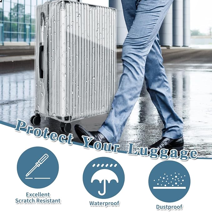 Yotako Upgraded Zippered Clear PVC Suitcase Cover, 28 Inch Luggage Covers - Image 7