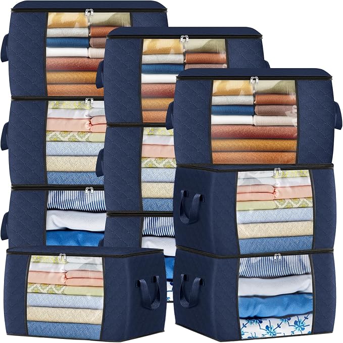 Fab totes 24 Gallons Clothes Storage, Foldable Thick Fabric Blanket Storage Bags by Fabtotes