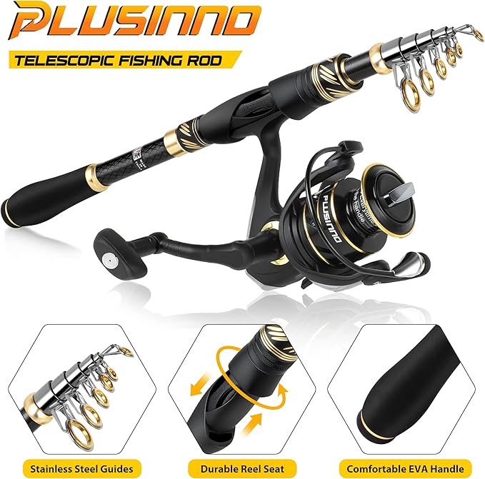 PLUSINNO Fishing Pole, Fishing Rod and Reel Combo, Telescopic Fishing Rod Kit - Image 4