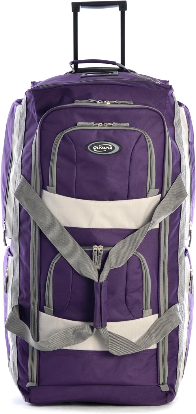 Olympia U.S.A. 29 inch Jumbo Size 8 Pockets Wheeled Rolling Duffel Bag Water - Image 4