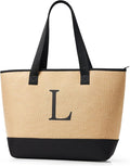 KALIDI Woven Tote Bag for Women, Lightweigh Monogram Beach Bag by KALIDI