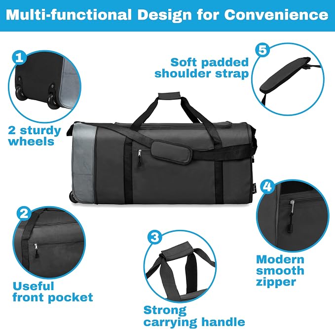 Finnhomy 100L Foldable Rolling Duffel Bag - Image 4