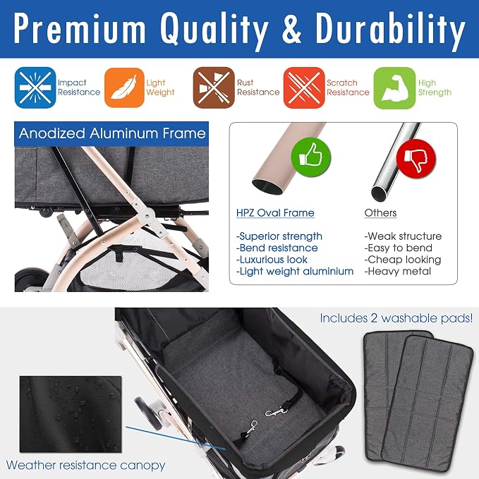 Lite Premium Light-Weight Dog/Cat/Pet Stroller Travel Carriage - Image 5