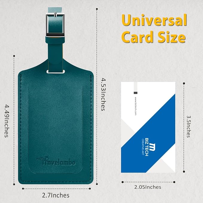 8 Pack Leather Luggage Travel Bag Tags by Travelambo - Image 2