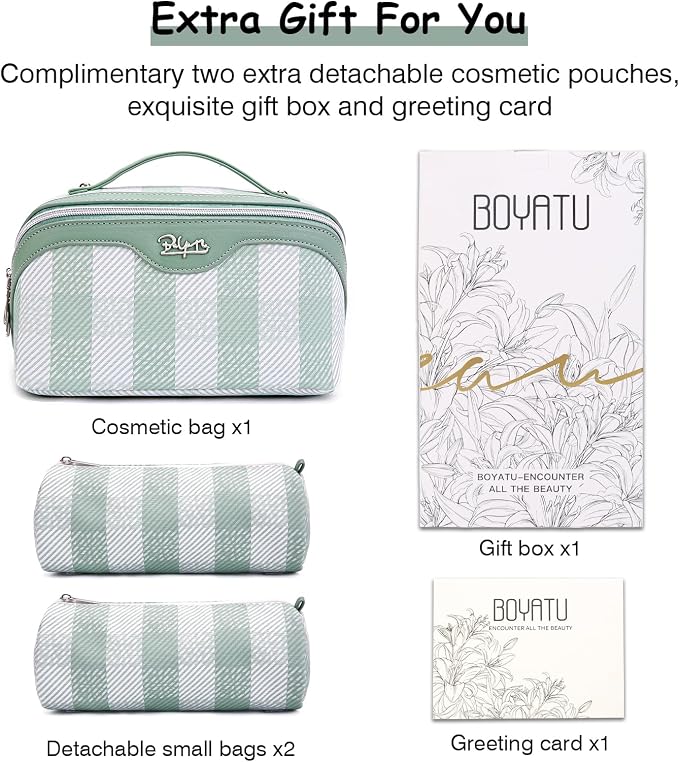 BOYATU Makeup Bag Travel Cosmetic Bag: 3 Pcs Set Portable Make up Bags - Image 6