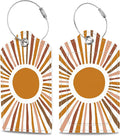 Scandinavian Style Abstract Sun Luggage Tags 2PCS PU Leather Suitcases Tag by MSEAANBK