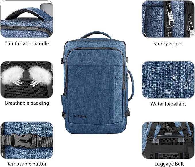 Carry On Backpack, Extra Large 50L Travel Backpack - Image 3