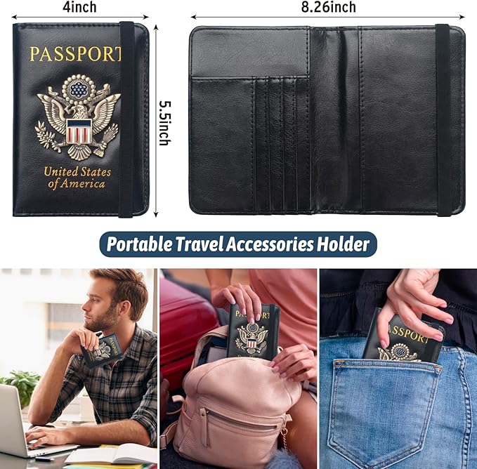 Coowayze Passport Holder Cover for Women Men, Leather US Passport Wallet Case - Image 3