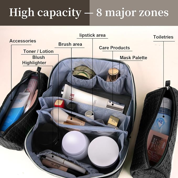 BOYATU Travel Makeup Bags for Women: 3-Set Large Capacity Make up Bags - Image 3