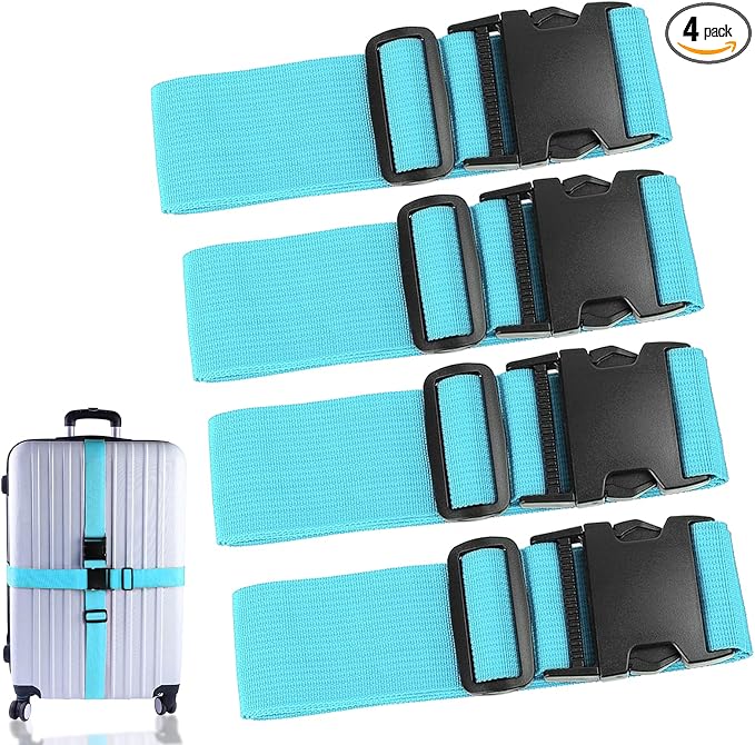 4Pcs Luggage Straps for Suitcase Travel Accessories TSA Approved, 80In Long by Ajmyonsp