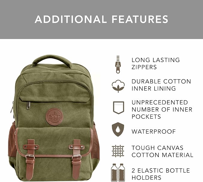 Ama Dablam Premium Original Canvas Backpack/ 17”Laptop/XL-30L/ Many Pockets | - Image 2