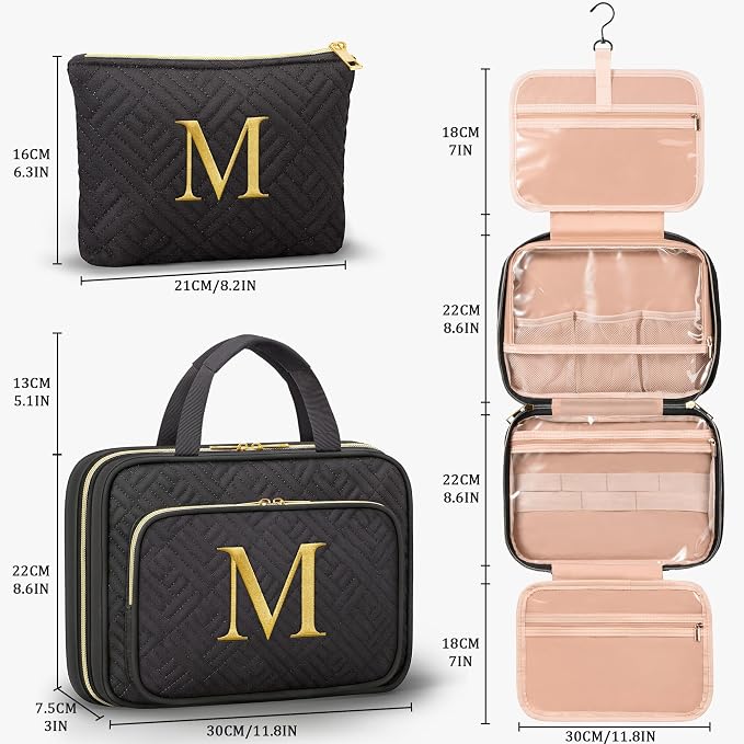 Personalized Gifts for Women, Initial Toiletry Bag Hanging Travel Organizer & - Image 2