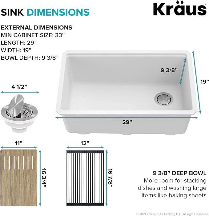 KRAUS Bellucci 30” in. Undermount Workstation Granite Kitchen Sink in White - Image 6