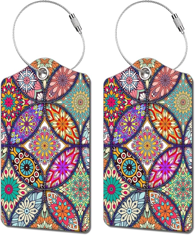 2 Pack Luggage Tag for Suitcase, Cute Unique Leather Bag Tags Identifiers by BestEioyo
