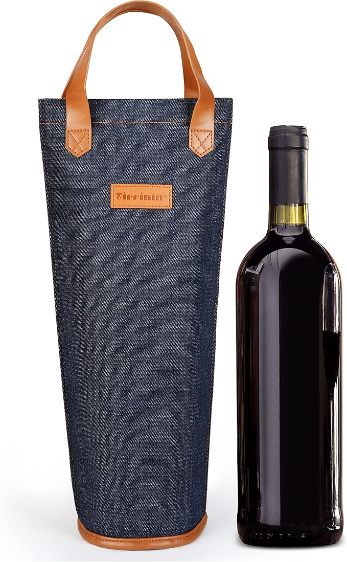 Tirrinia Single Wine Carrier Tote, Insulated Wine Cooler Bag by Tirrinia