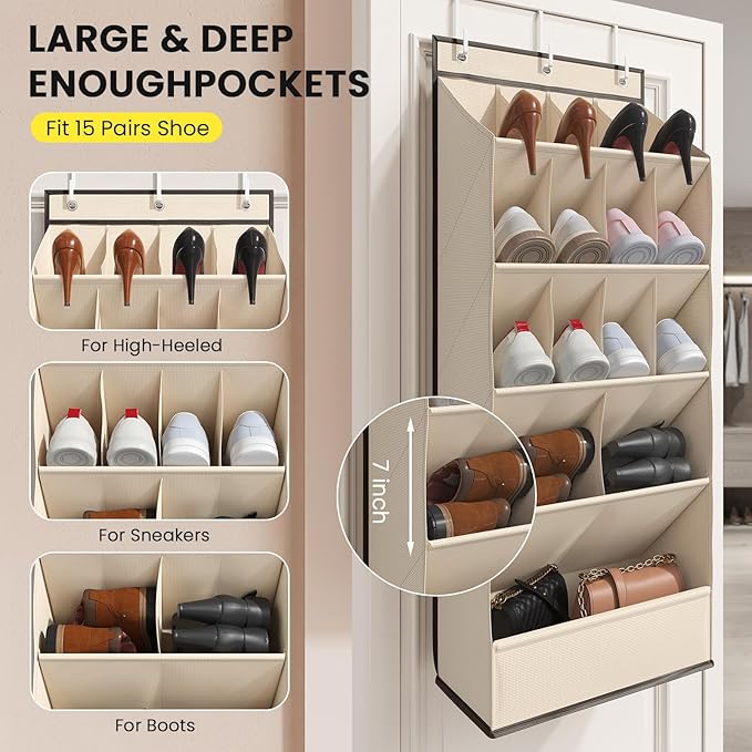 Over the Door Shoe Organizer for Closet, Shoes Rack for Closet - Image 4